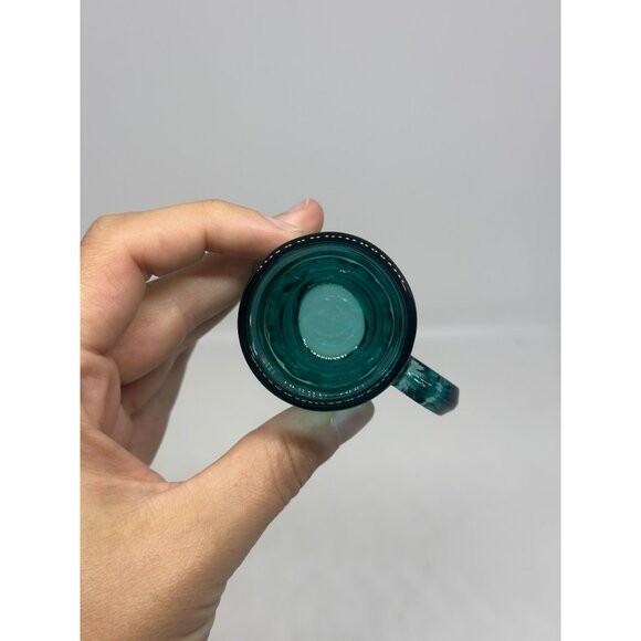 VTG Federal Glass Teal Blue Mini Mug – 2" Shot Glass / Toothpick Holder Stein - Picture 5 of 7
